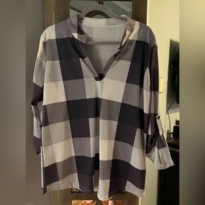 Cotton Plaid Comfy Top size L **Never Worn